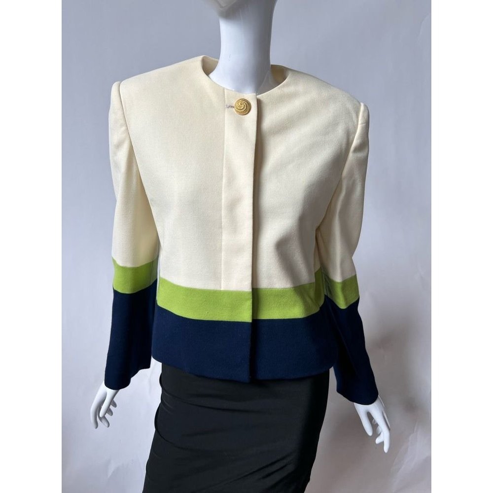 Evan Picone Womens Suit Jacket Blazer Multicolor Colorblock Union Made Vintage 6